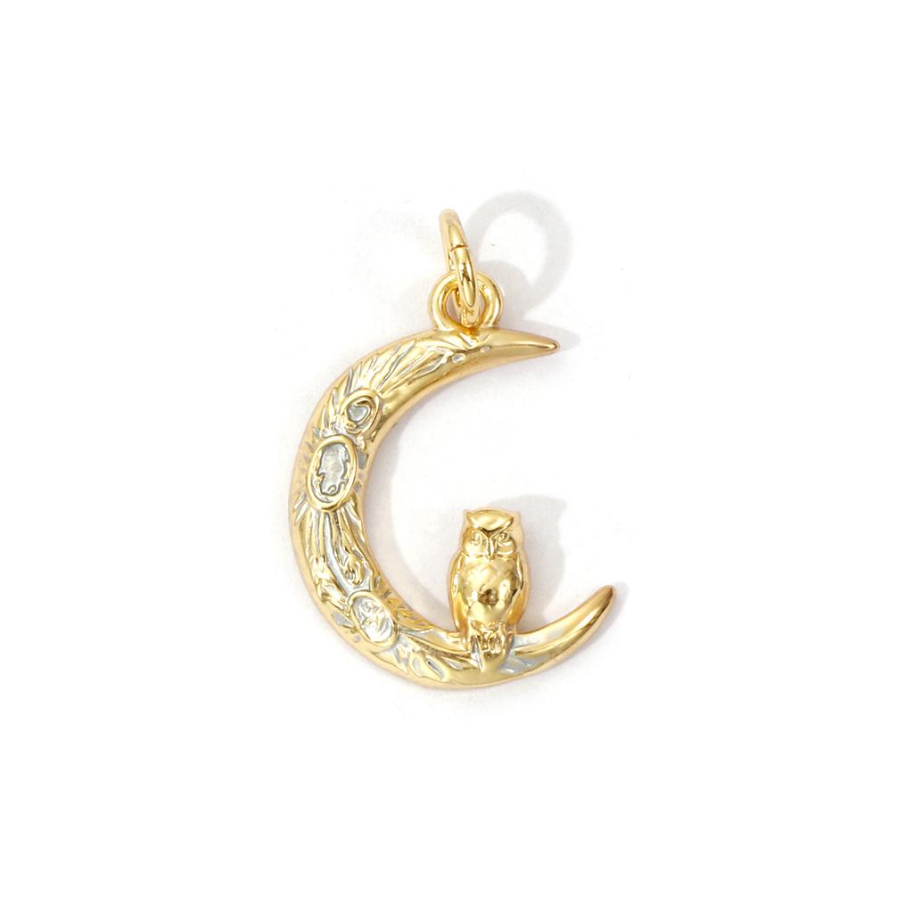 2 PCs Brass Galaxy Charms 18K Gold Plated Enamel Half Moon Pendants For DIY Neckalce Bracelet Jewelry Making 22mm x 17mm