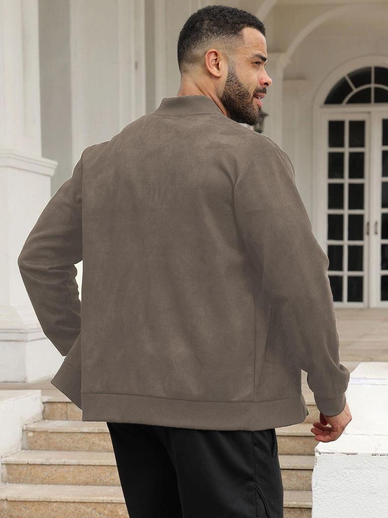 Men's European and American Fashion Suede Plush Lightweight Hoodie Jacket