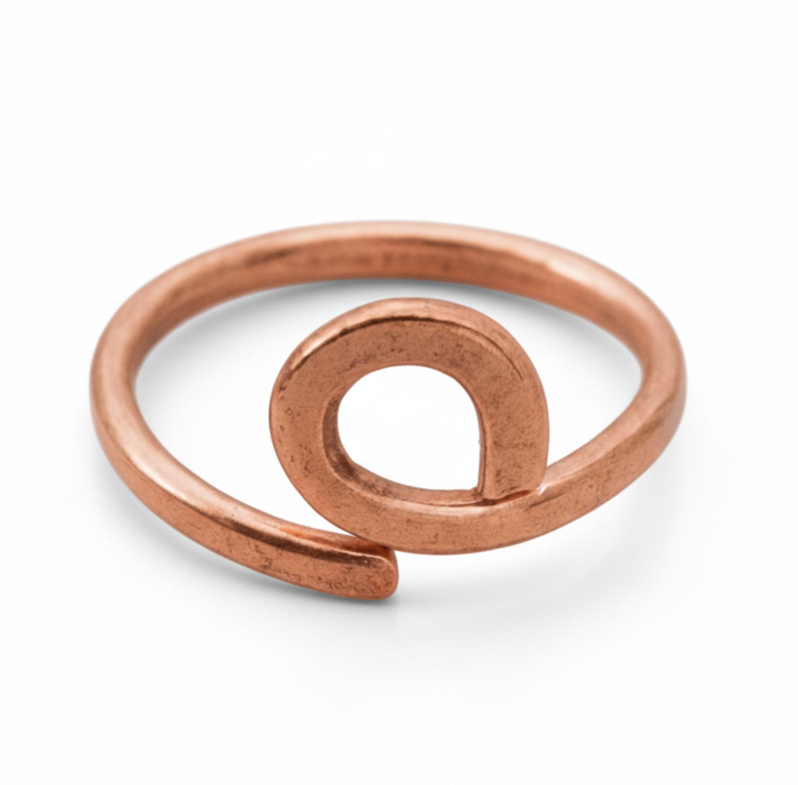 

Adjustable Pure Copper Open Spiral Ring, Minimalist Wire Wrap Coil Swirl Band, Simple Artisan Handmade Jewelry 17 медный