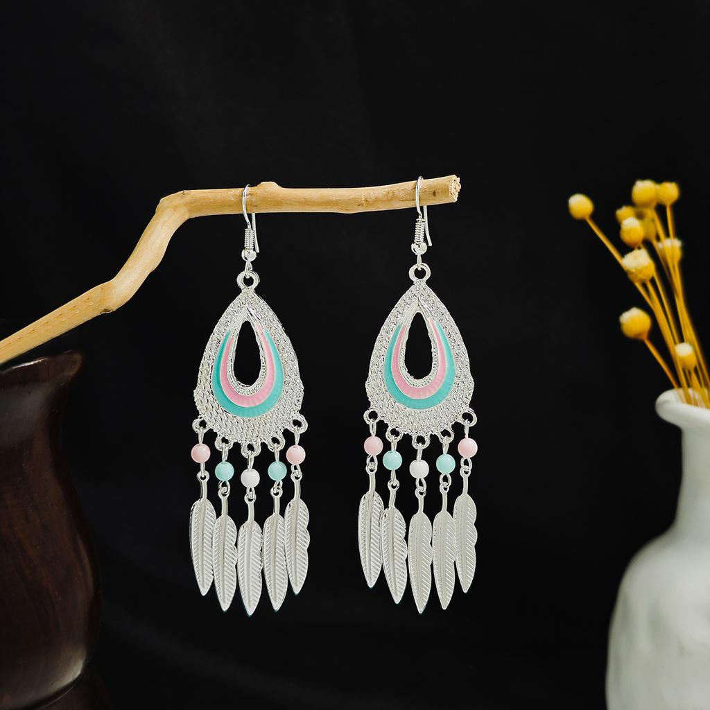 Geometric Round Ethnic Style Earrings, Long Fringed Earrings For Bohemian Retro Tourist Attractions