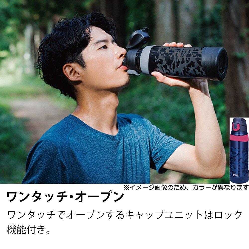 Thermos Water Bottle Vacuum Insulated Sports Bottle Open Navy Camouflage [One-Touch Type] 1.0L FHQ-1001 NV-C