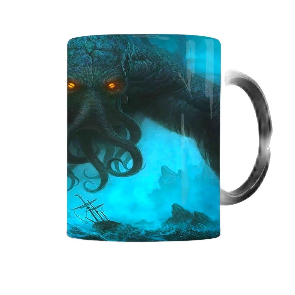 Whitelf Sea Monster Cthulhu Coffee Mug Heat Sensitive Color Changing Ceramic Magic Mug Dropshipping 301-400ml