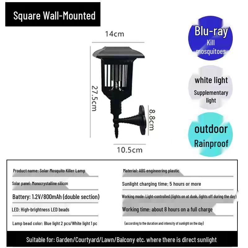Uccisore e Repellente per Zanzare Solare a LED da Esterno: Lampada da Giardino Impermeabile