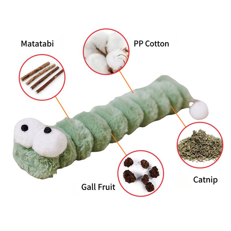 Cat Plush Chew Toy Soft Bite Stick Catnip Kitten Toy Insect Design Cat Pillow Teaser Stick Interactive Cat Chew Toys Supplies