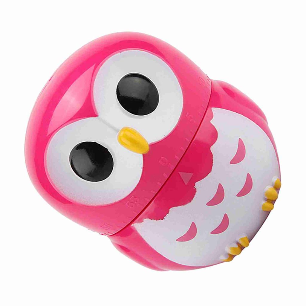 Cute Owl Shape Kitchen Manual Timer Mechanical Home Cooking Counters Clock(Rose)
