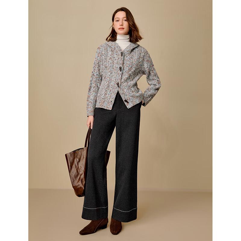 INMAN Women's Mohair Blend Hooded Duffle Cardigan Sweater