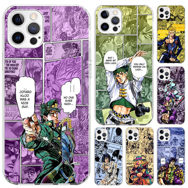 JoJo Bizarre Adventur Anime Phone Case for Iphone 16 15 14 13 12 Mini 11 Pro Max 16E X XS XR 7 Plus 8 SE 2020 Soft Funda Print S