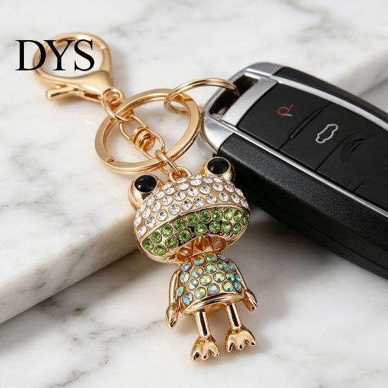Wear-resistant Keyring Keychain Pendant Sparkling Rhinestones Frog Design Key Chain Durable with Lobster Clasp Anti-Oxidation Lightweight Backpack