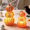 Halloween Craft Activity Supplies Pumpkin Lantern, Spooky Lighted Skeleton Statue, Resin Indoor Outdoor Festival Decor for Porch Table Window