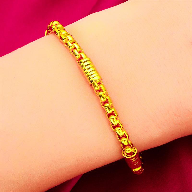 Women's Corn Fashion Thin Bracelet 24K Gold AU999 - Traditional Craft, 3D Corn Pattern, Non-constricting Chain,for Dress Outfits