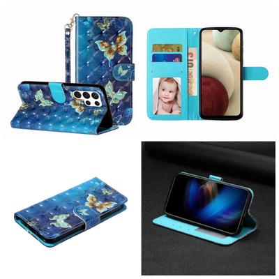 Golden Butterfly 3D Pattern Shockproof Card Slots PU Leather Wallet Case for iPhone,Samsung,Huawei,Xiaomi,Moto,Tecno,Google,Nokia,Oppo,ZTE,Blackview..