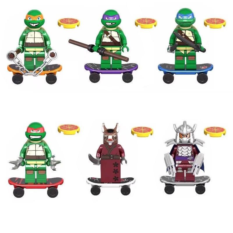 Building block cartoon series turtle mini humanoid doll birthday gift toy cartoon character puzzle assembled building block toy