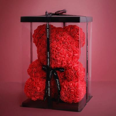 Valentinstag 2025 Teddy Blumen Rose Dekoration Schaum Bär Rose Teddybär mit Box Teddybär für Blumendekoration