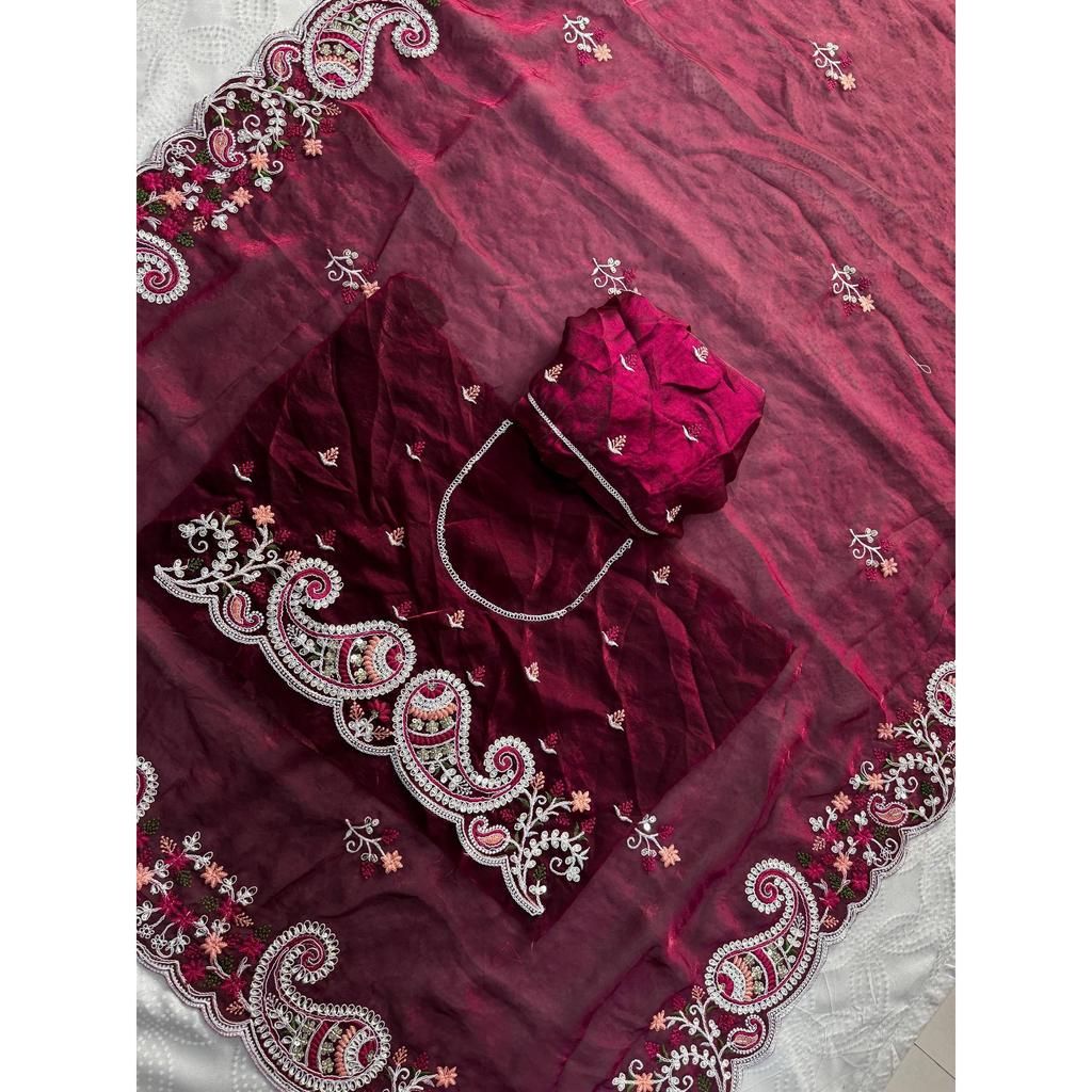 Party & Wedding Wear Soft Space Silk Saree – Elegant Embroidery CollectioN