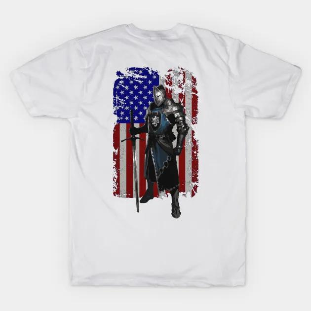 

Воин Бога. Футболка тамплиеров с изображением звезд и полос Америки крестоносцев. Летняя хлопковая мужская футболка с коротким рукавом и круглым вырезом, новинка S-3XL XXXXXL белый