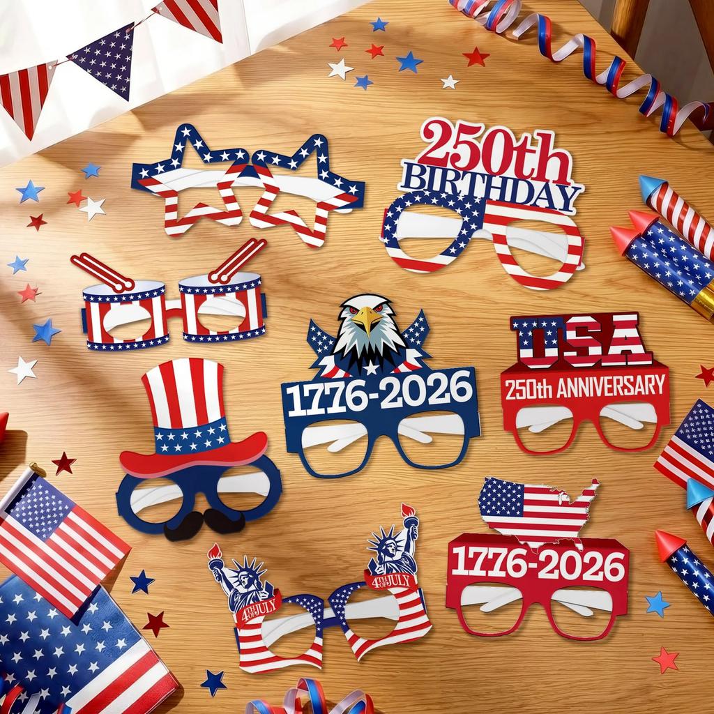 13Pack Glasses, Patriotic Photo Booth Props, American Flag Eyeglasses For Independence Day Party Decorations Favors