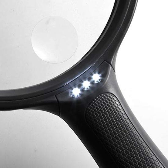 Lupă portabilă Lupă mare Diametru lentilă mare 13 cm cu lumină LED 5x Funcționare cu baterie Alimentare electronică ușoară 1,5x și EEZ-LPE001