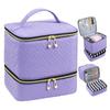 Portable Double Layer Makeup Bag With High Capacity For Travel And Storage
