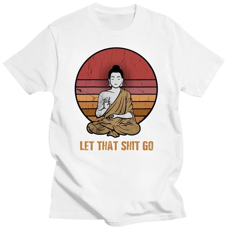 

Футболка с надписью «Humor Retro Let That Go Buddha» с короткими рукавами, хлопковые футболки, летние буддийские футболки с надписью «Буддизм», повседневные футболки, мерч XXXXXL серый