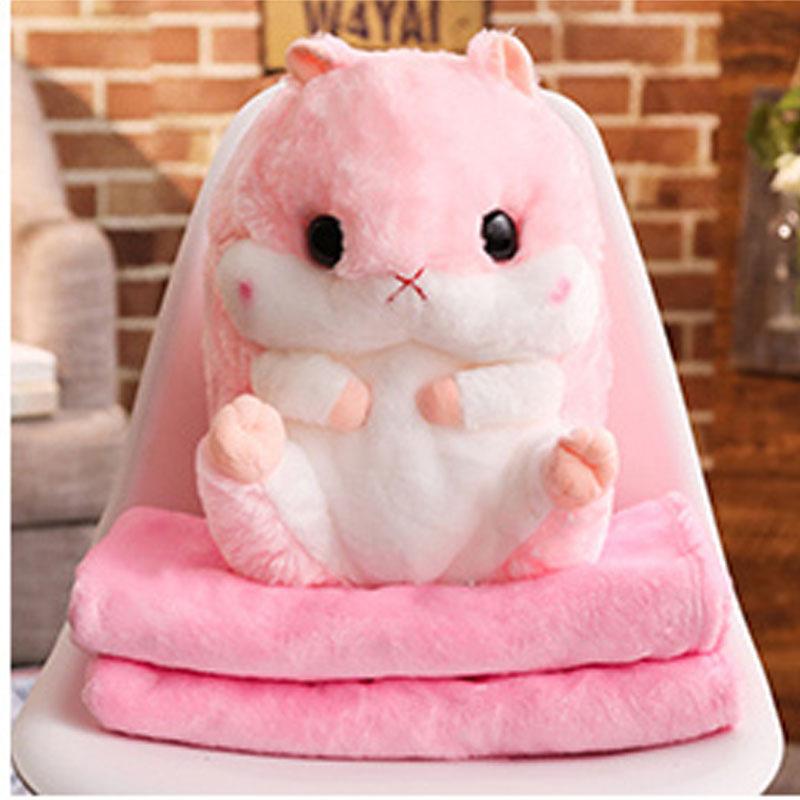 Poupée hamster super mignonne et dodue trois-en-un oreiller de sieste climatisé couverture chauffante jouet en peluche