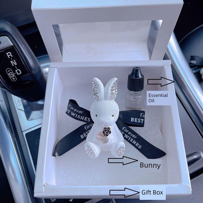Camellia Flower Bear and Rabbit Car Air Freshener Cartoon Solid Fragrance Car Perfume Diffuser Stone Air Vent Clip Ornament