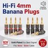 10PCS 24K Gold-plated New HIFI BANANA PLUGS 4MM Banana Connector with Screw Lock For Audio Jack Speaker Plugs Gun Metal
