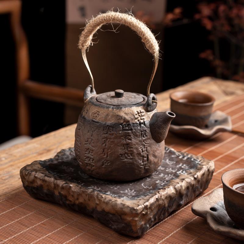 250ml Gilt Handle Teapot with Rope, Anti-scald Tea Brewing Pot