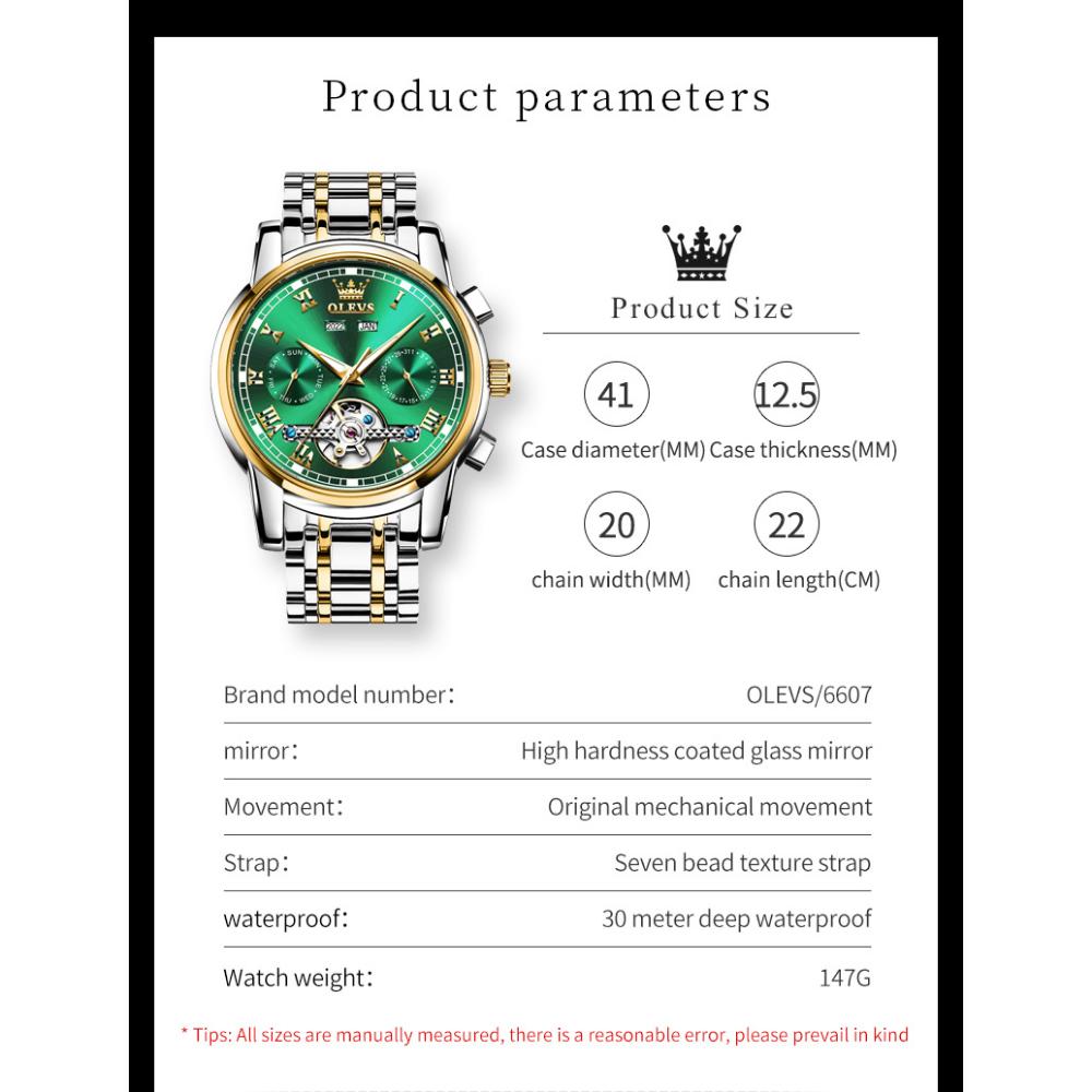 OLEVS Neue Uhr Automatische mechanische Uhr Multifunktions-Herrenuhr mit großem Zifferblatt