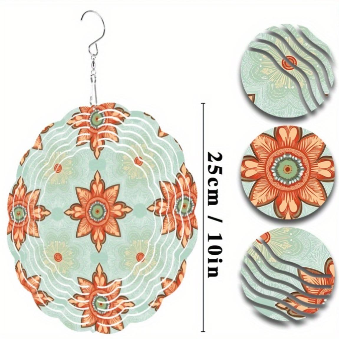 

10-дюймовый подвесной колокольчик ветра в богемном стиле с цветочным узором, ретро-дизайн, крючок с вращением на 360 градусов для балкона, двора, весенне-летне-осеннего декора 01A