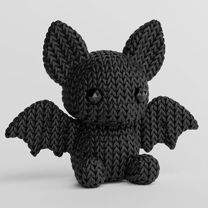 Handmade Crochet Black Bat Stuffed Toy Soft Cute For Halloween Decor Gothic Gift Kids Room Decor