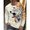 Men's Long Sleeves T-Shirts Animal Wolf Pattern 3D Print Top Tees Summer New Fashion Oversized Unisex T Shirt Men Clothing