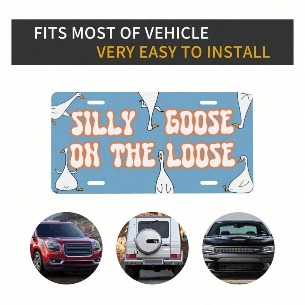 Silly Goose 6x12 Novelty License Plate, Funny Aluminum Car Tag with Playful Design