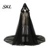 Layered Cosplay Cloak Hooded Mesh for Adults, 2 Layer Sheer Tulle Cape, Witch Costume Gothic Queen Halloween Renaissance Accessories Dark Elf Cape