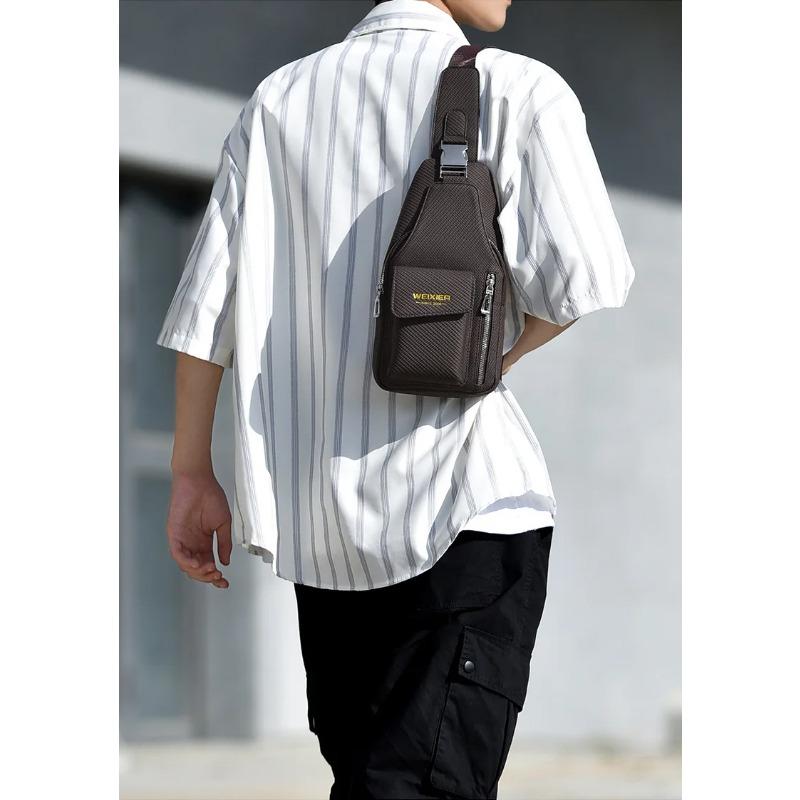 New Large Capacity Men's Chest Pouch,Crossbody bag,PU Leather Luxury Design Sling Bag, for Phone, Wallet & Outdoor Essentials