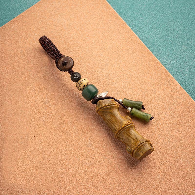 Ascending with Sandalwood and Bamboo Knot Key Pendant, Retro Chinese Style Car Keychain, Female Couple Pendant