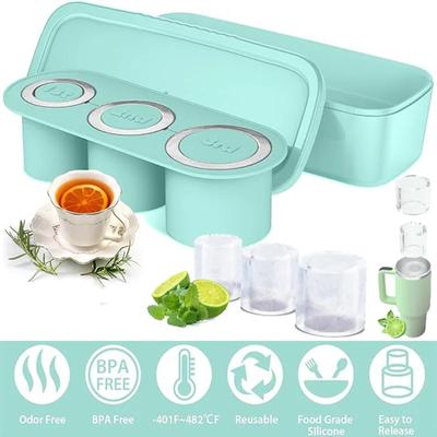 Ice Cube Tray for Tumbler Cup Cylinder-Shaped Silicone Ice Mold with Lid Summer Ice Maker for Beverage Cup Ice Making