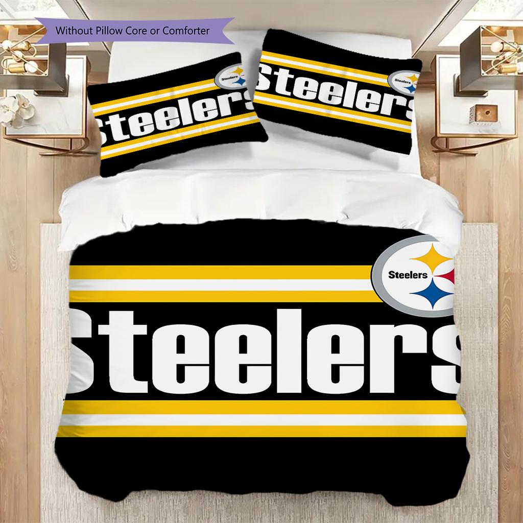 Set Copripiumino Trapuntato con Fantasia Pittsburgh Steelers Federa Decorazione per la Casa Regalo di Compleanno (1 * copripiumino + 2 * federa, senza nucleo)