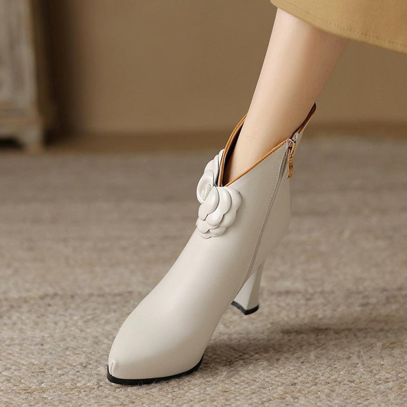 Thin Heel Thick Sole Pointed Head French Temperament High Heel Short Boots Women'S Autumn And Winter Versatile Waterproof Table Single Boots