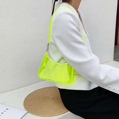Moda Vintage Senhoras Cor Sólida Bolsa Transparente de Axila Casual Mulheres Hobos Bolsa de Mão