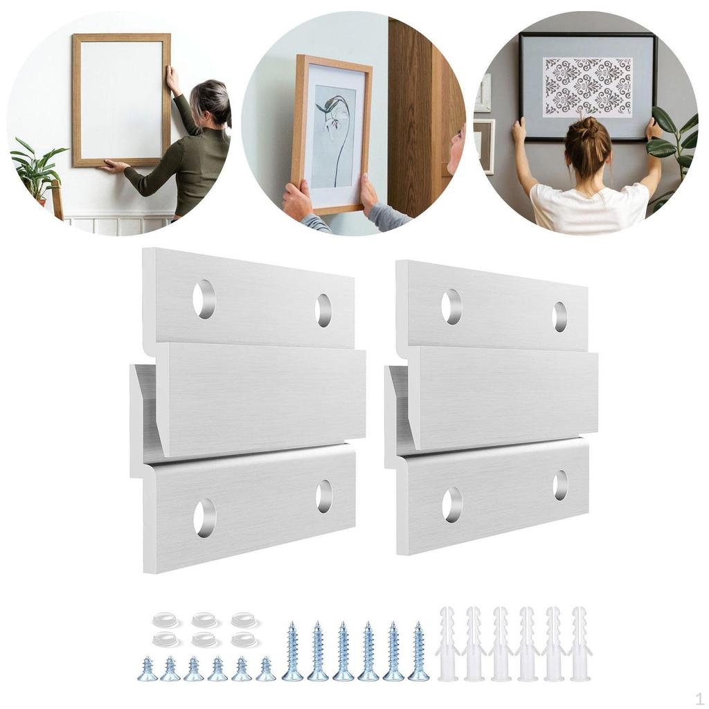 4 französische Design-Bildaufhänger, ineinandergreifende Wandmontagehalterungen zum Aufhängen von Bildern an