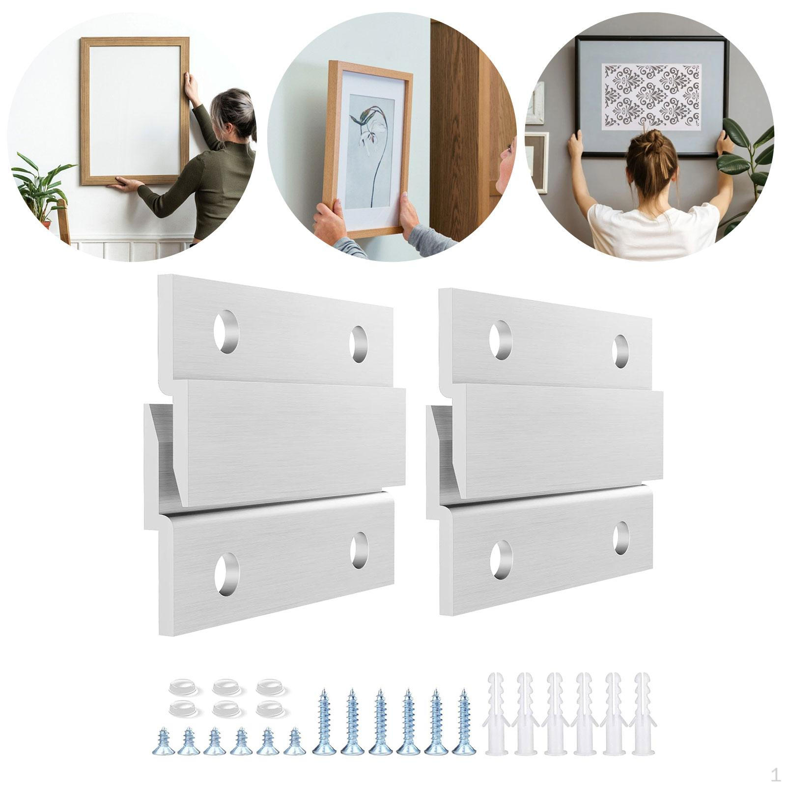 

4 French Design Picture Hangers, Interlocking Wall Mounting Brackets for Hanging Pictures on 2in