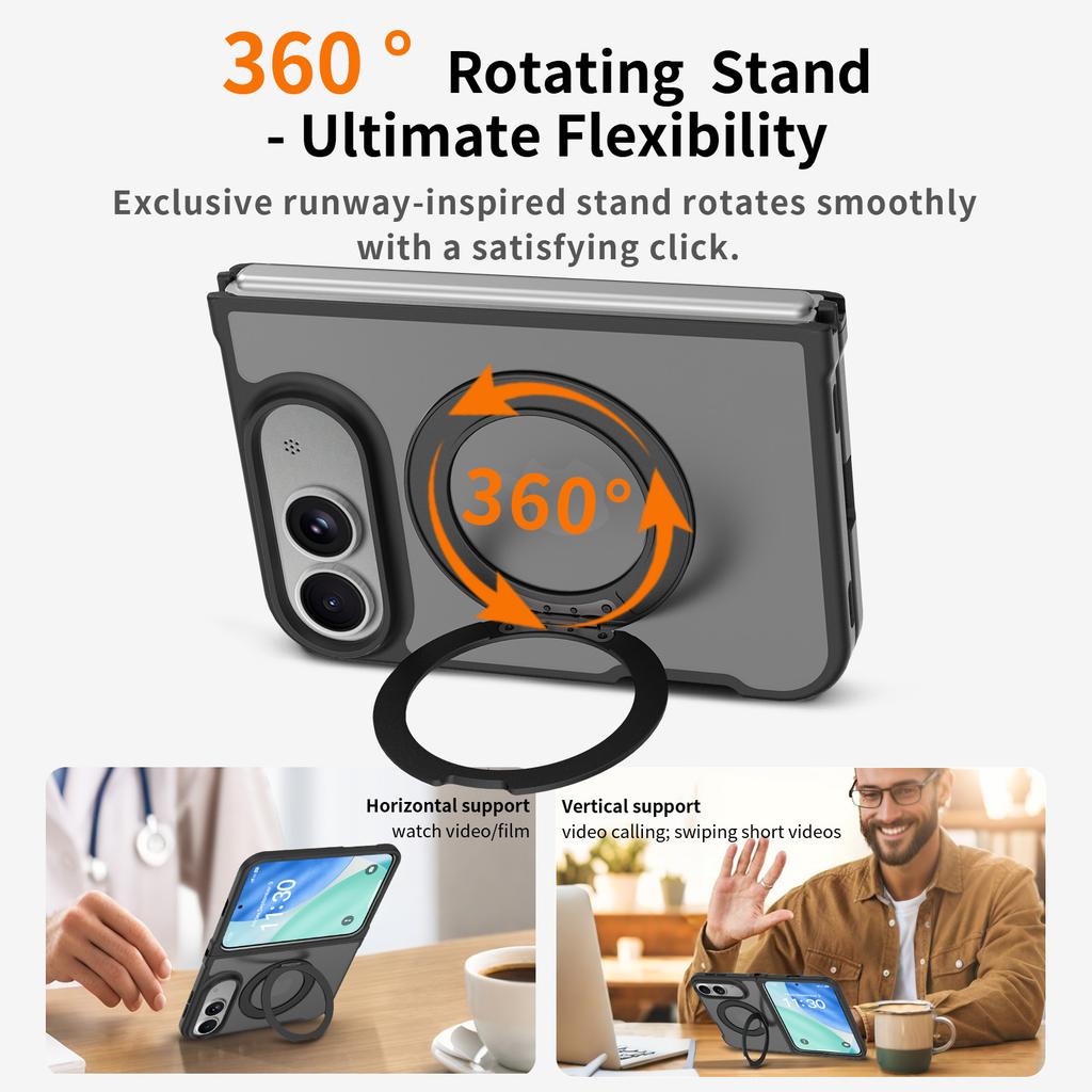 360° Magnetic Bracket Matte Case For iPhone Duo For Magsafe Translucent Shockproof Hard Back Cover Funda