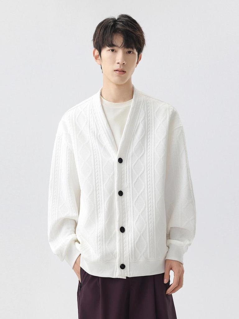 Men's Oversize V-Neck Korean Style Hoodie Cardigan - Casual Plus Size Trendy