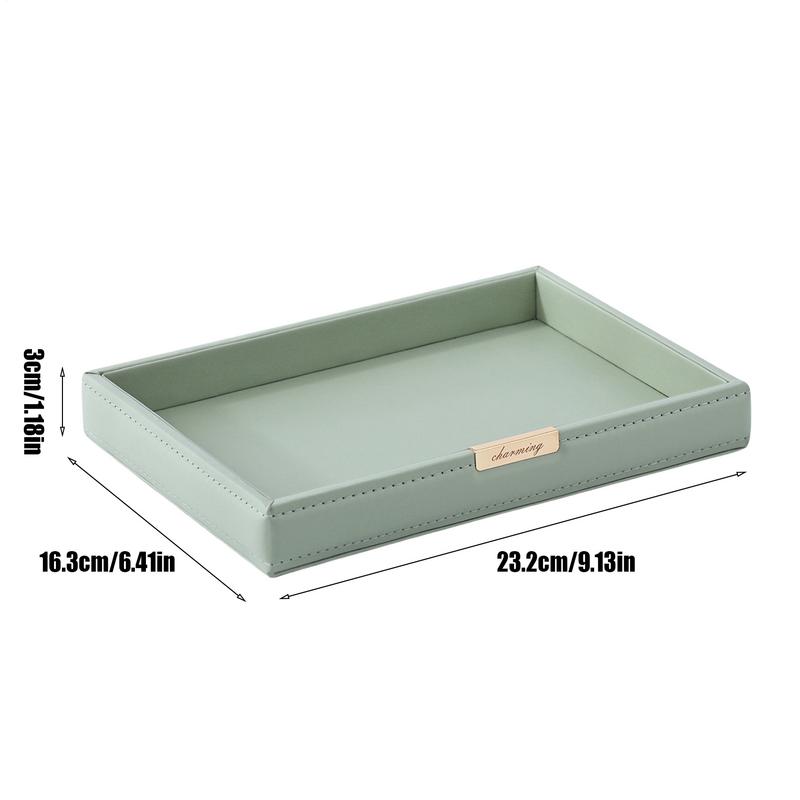 Leather Tray Desk Tray Multifunctional Bedside Organizers Table Jewelry Watch Holder for Changes Key Phone Glasses Home Decor