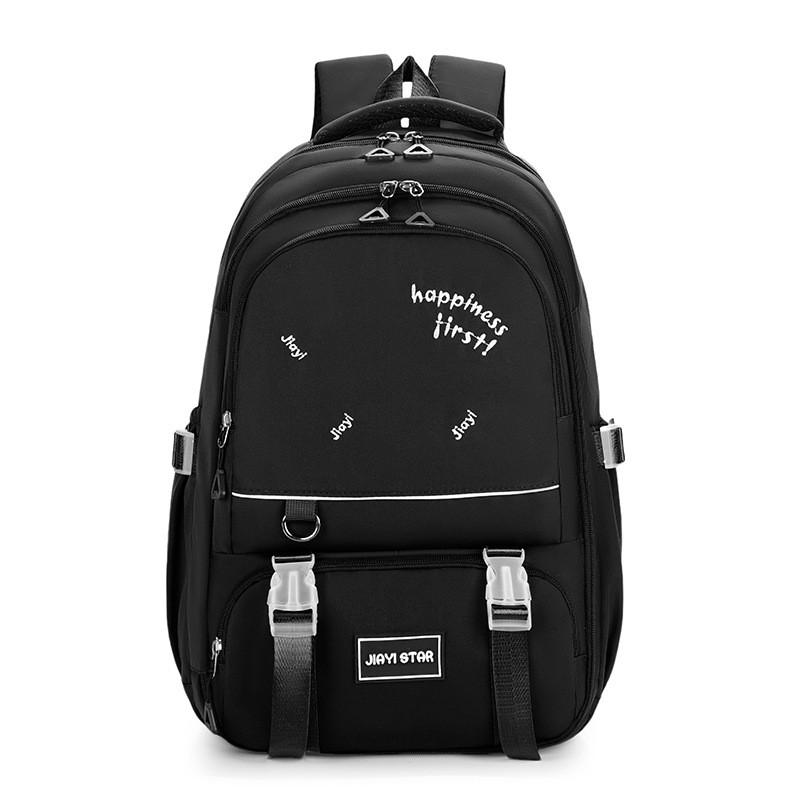 Solid Color Simple Letter Print Student Casual Backpack For School Use Day