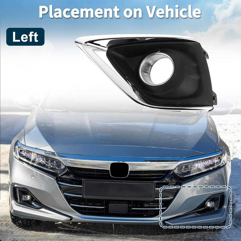 Fog Light Grill for Buick Envision 2019-2020 No.42489938 Front Left Front Lower Bumper Fog Light Cover Inserts Black,Silver Tone 1 Pc