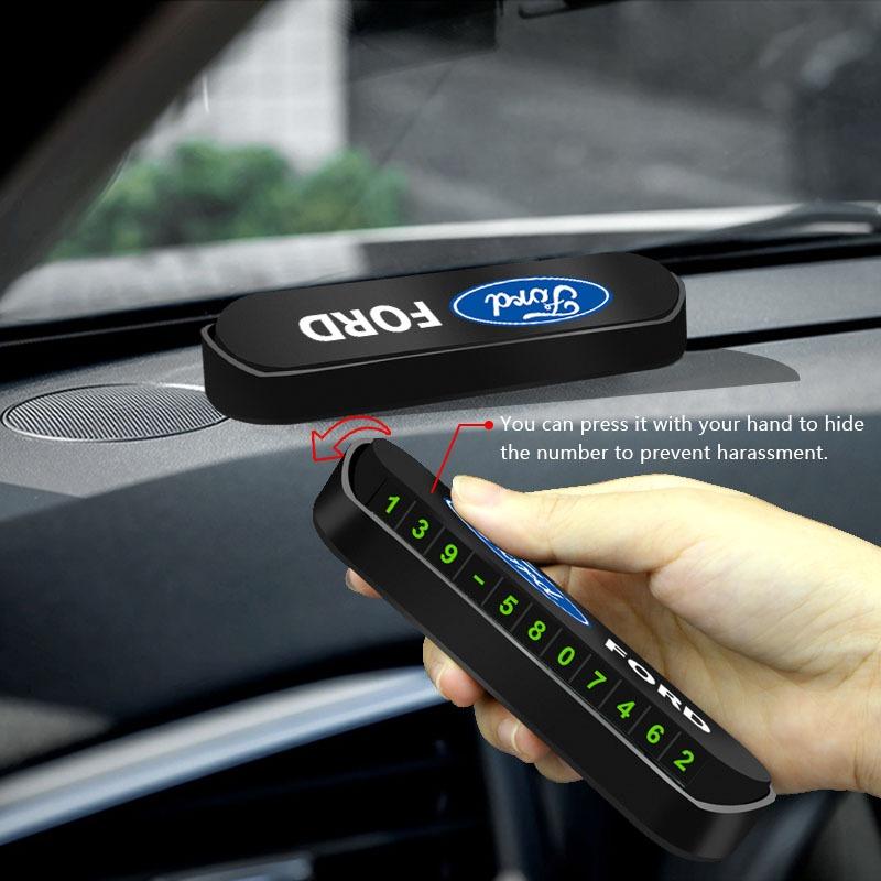 Car Styling Temporary Parking Card Phone Number Card Plate Telephone Number For Ford Focus Mondeo Kuga Fiesta MK7 Escort Explorer Edge 2 4 MK2
