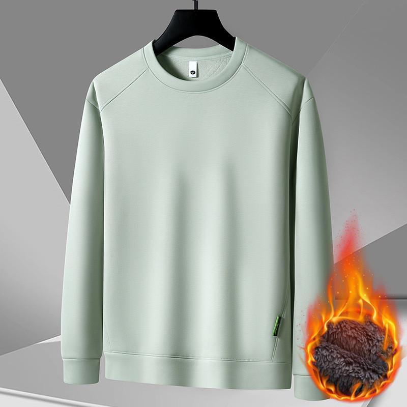 Men's Raglan Hoodie: Casual Round Neck, Long Sleeve, Plus Velvet, Thickened Base Layer for Spring, Autumn, and Winter.