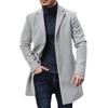 Trench Coat Men Wool Blend Coat Notched Collar Single Breasted Overcoat Business Casual Winter Jacket With Pockets