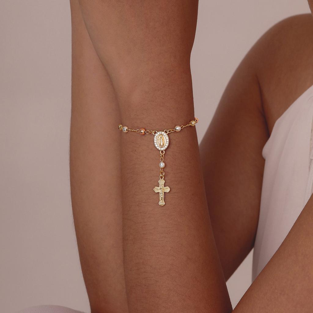 Vnox Catholic Cross Rosary Bracelets For Women,virgin Mary Charm Finger Baptism Rosaries Bracelet For Baptism Favors Christening